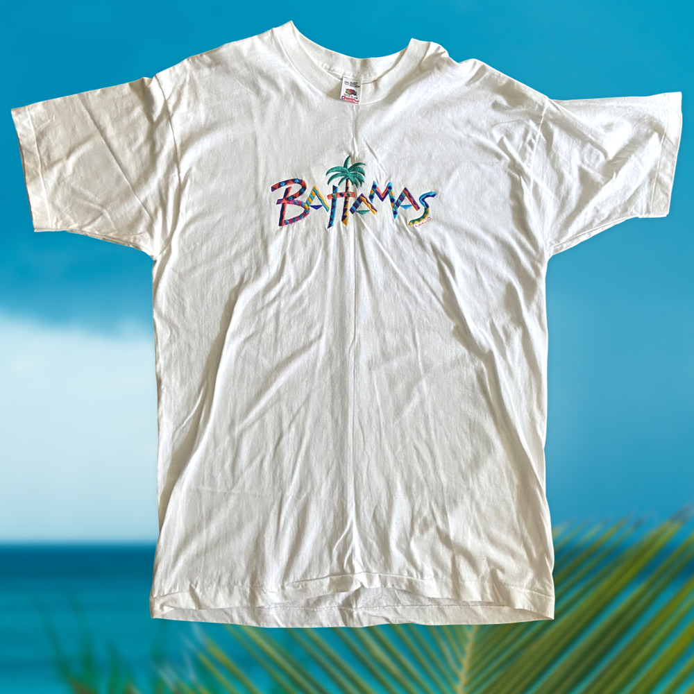 Fruit of the Loom Vintage Embroidered Bahamas Logo Tee